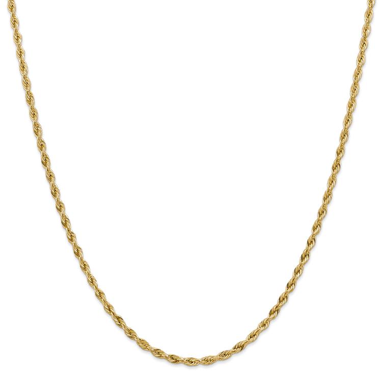 Unisex Gold Classics™ 3.0mm. 14k Semi Solid Rope Chain Necklace