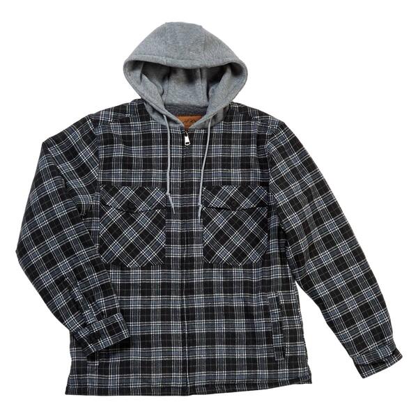 Mens Mountain Ridge(R) Flannel Hooded Jacket - Blue/Black - image 