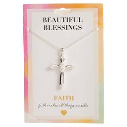 Beautiful Blessings Silver-Tone CZ Marquis Cross Necklace