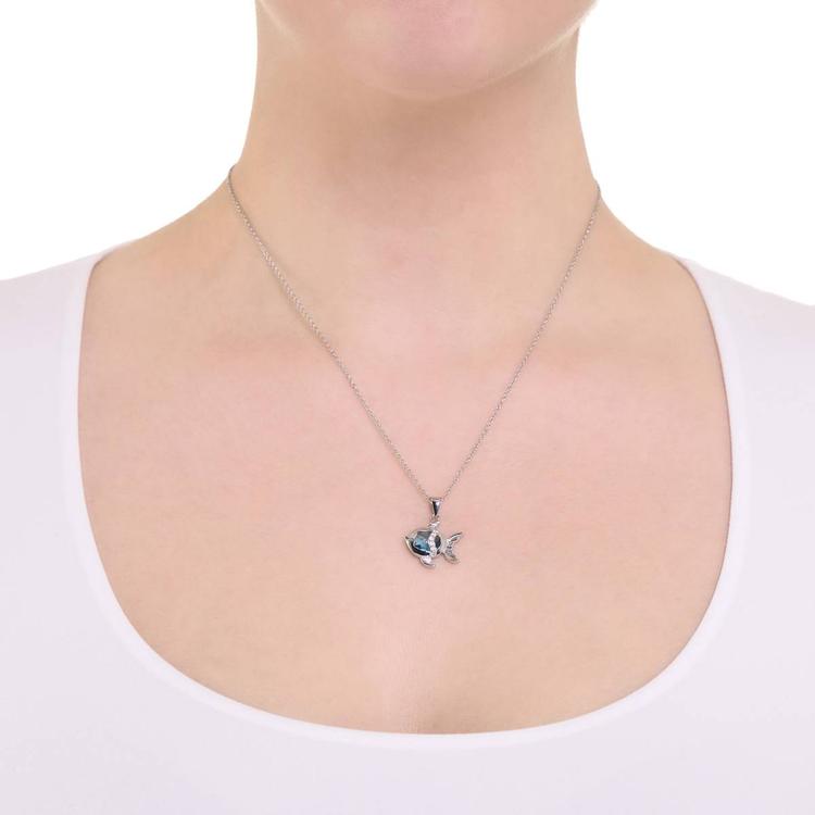 Athra 18in. Silver Plated Fish Pendant Necklace