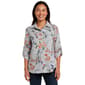 Plus Size Notations Roll Tab Sleeve Tropical Floral Button Down - image 1