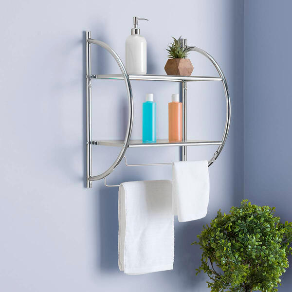Home Basics Wall Mounted Bathroom Shelf With Towel Bar - image 