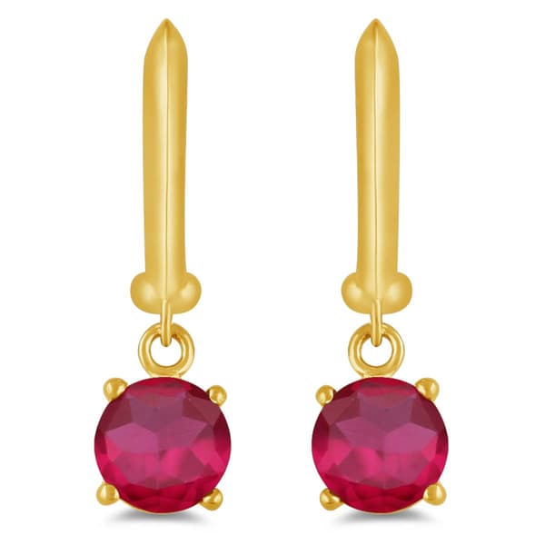 Gemstone Classics™ Gold over Silver Created Ruby Drop Earrings
