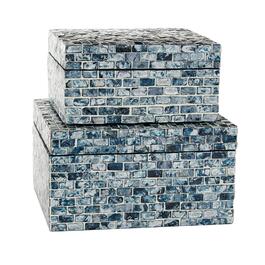 9th & Pike&#40;R&#41; Blue Shell Mosaic Wood Storage Boxes - Set of 2