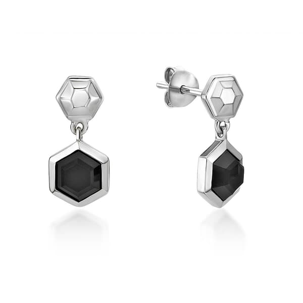 Gemminded Sterling Silver 6mm Hexagonal Black Onyx Earrings