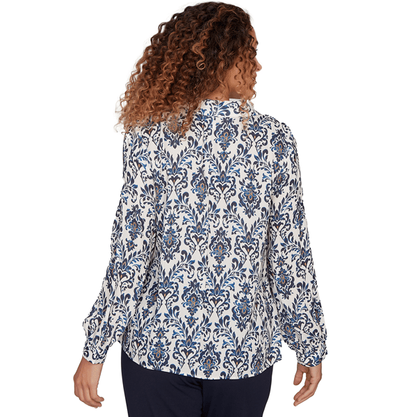 Womens Emaline Golden Nautica Long Sleeve Jacquard Blouse