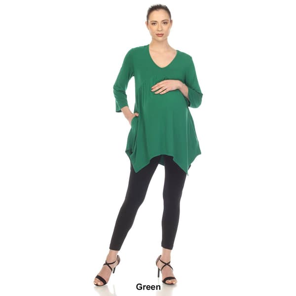 Plus Size White Mark Maternity Empire Waist V-Neck Tunic Top
