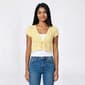 Juniors Pink Rose Short Sleeve Pointelle Tie Front Cardigan - image 1
