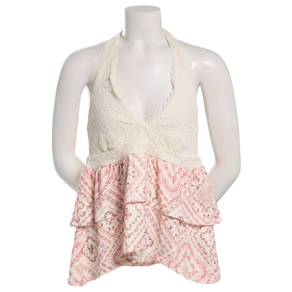 Juniors Madden Girl Lace Double Tier Hanky Halter Top - image 