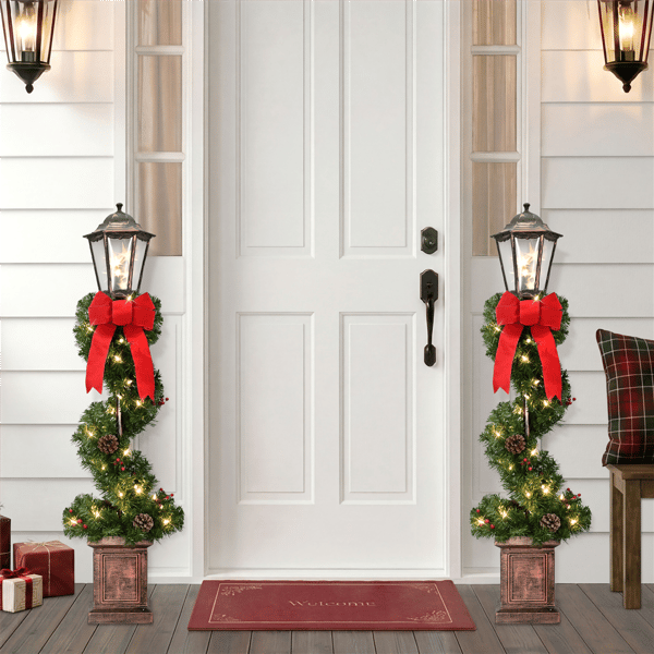 Puleo International 4ft LED Warm White Adorned Lamp Post Set of 2