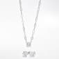 Silver-Tone CZ Paperclip Link Necklace & Earring Set - image 1