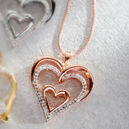 Diamond Classics™ 1/10ctw. Triple Heart Pendant Necklace