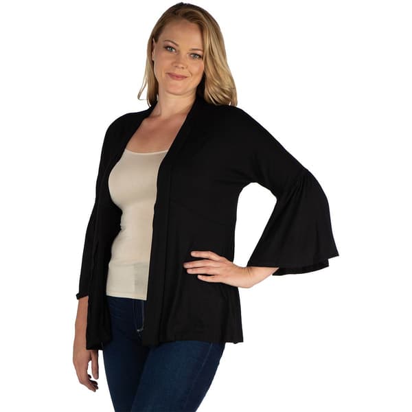 Plus Size 24/7 Comfort Apparel Bell Sleeve Flared Open Cardigan
