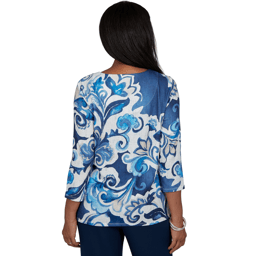 Womens Alfred Dunner Good To Go Exploded Paisley Split Neck Top