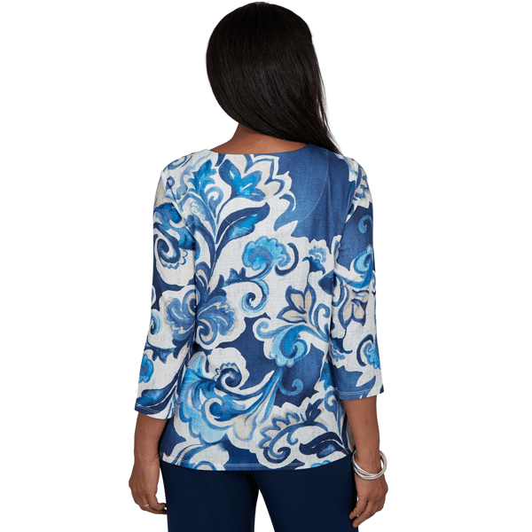 Womens Alfred Dunner Good To Go Exploded Paisley Split Neck Top - image 
