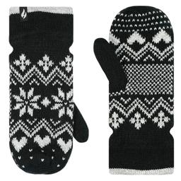 Womens Heat Holders Brussels Geometric Mittens - Black