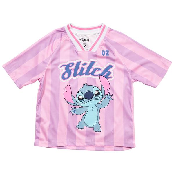 Girls (7-10) Disney Short Sleeve Stripe Stitch Soccer Jersey