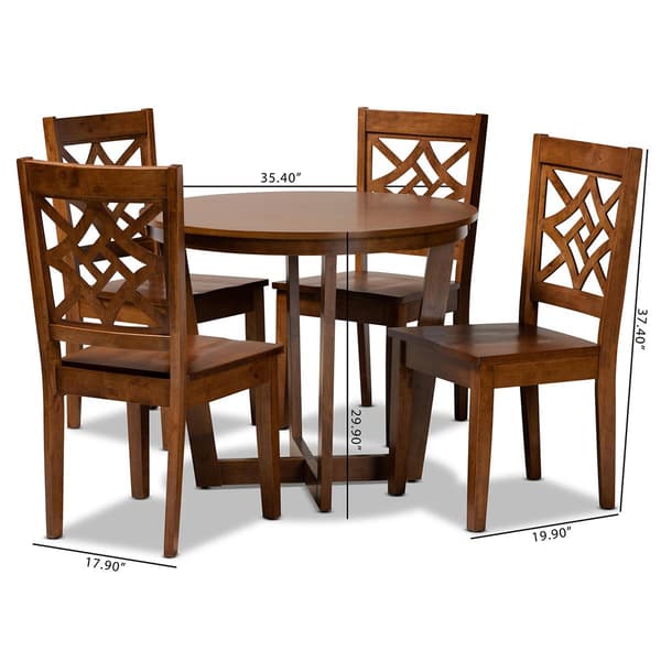 Baxton Studio Brava Walnut Brown Finished Wood 5pc. Dining Set