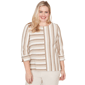 Petites Alfred Dunner Natural Wonder Spliced Stripe Three Quarte - image 1