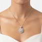 Saffron 6ctw. Moissanite Diamond Floral Halo Pendant Necklace - image 5