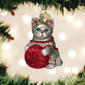 Old World Christmas Grey & Red Playful Kitten Ornament - image 2