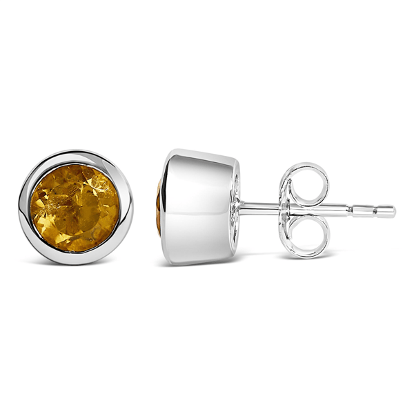 Haus of Brilliance Sterling Silver Yellow Citrine Stud Earrings