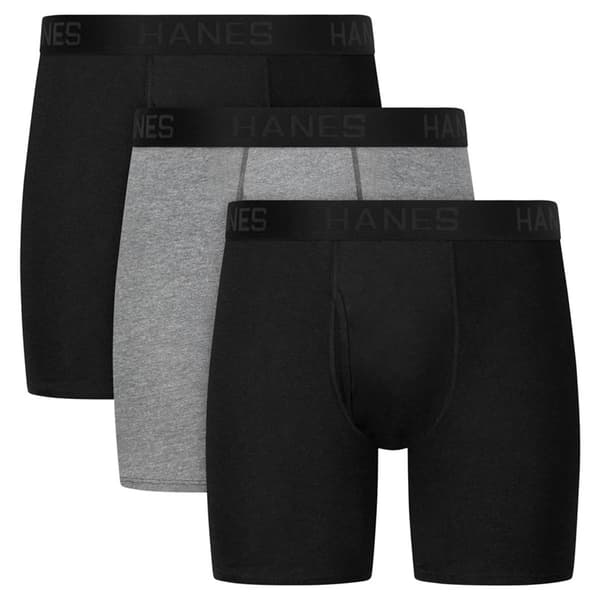 Mens Hanes Ultimate® 3pk. Boxer Briefs - Black/Grey