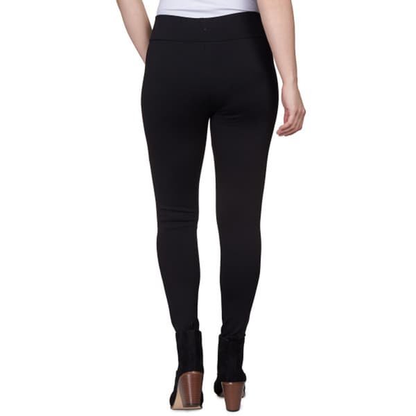 Womens Emaline Pull On Solid Black Ponte Leggings