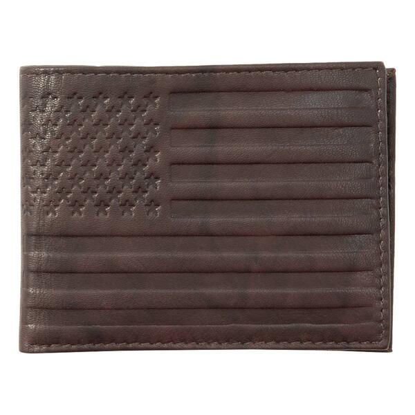 Mens Stone Mountain Embossed American Flag Bifold Wallet - Brown - image 