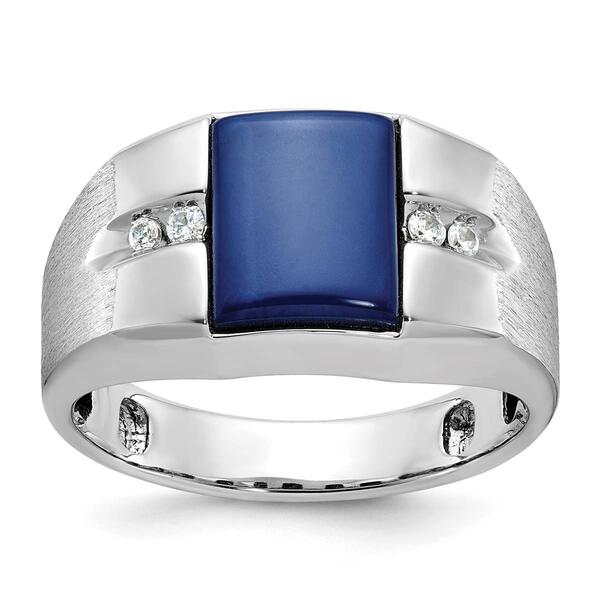 Mens Gentlemens Classics&#40;tm&#41; 14kt. White Gold Sapphire Accent Ring - image 