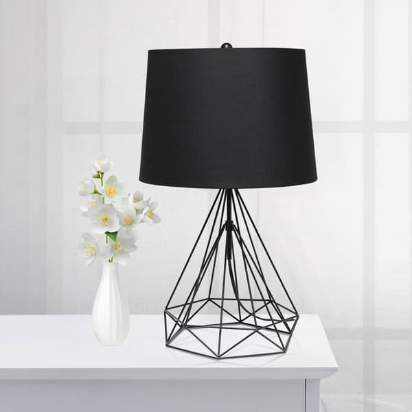 Lalia Home Studio Loft Geometric Wired Table Lamp w/Fabric Shade