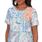 Womens Alfred Dunner Caribbean Blues Patchwork Paisley Blouse - image 5