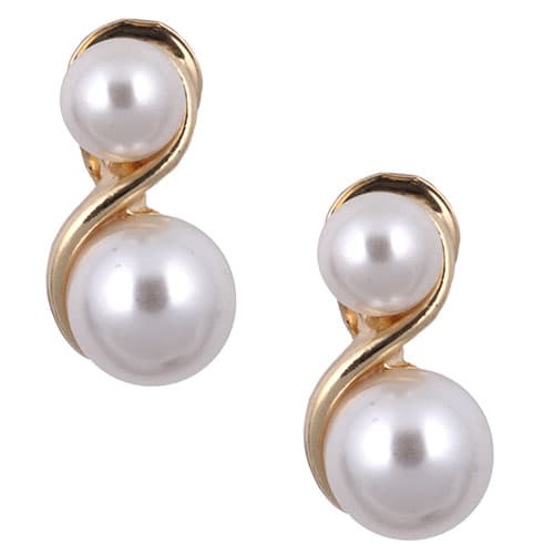 Anne Klein Faux Pearl Clip On Double Drop Earrings - image 