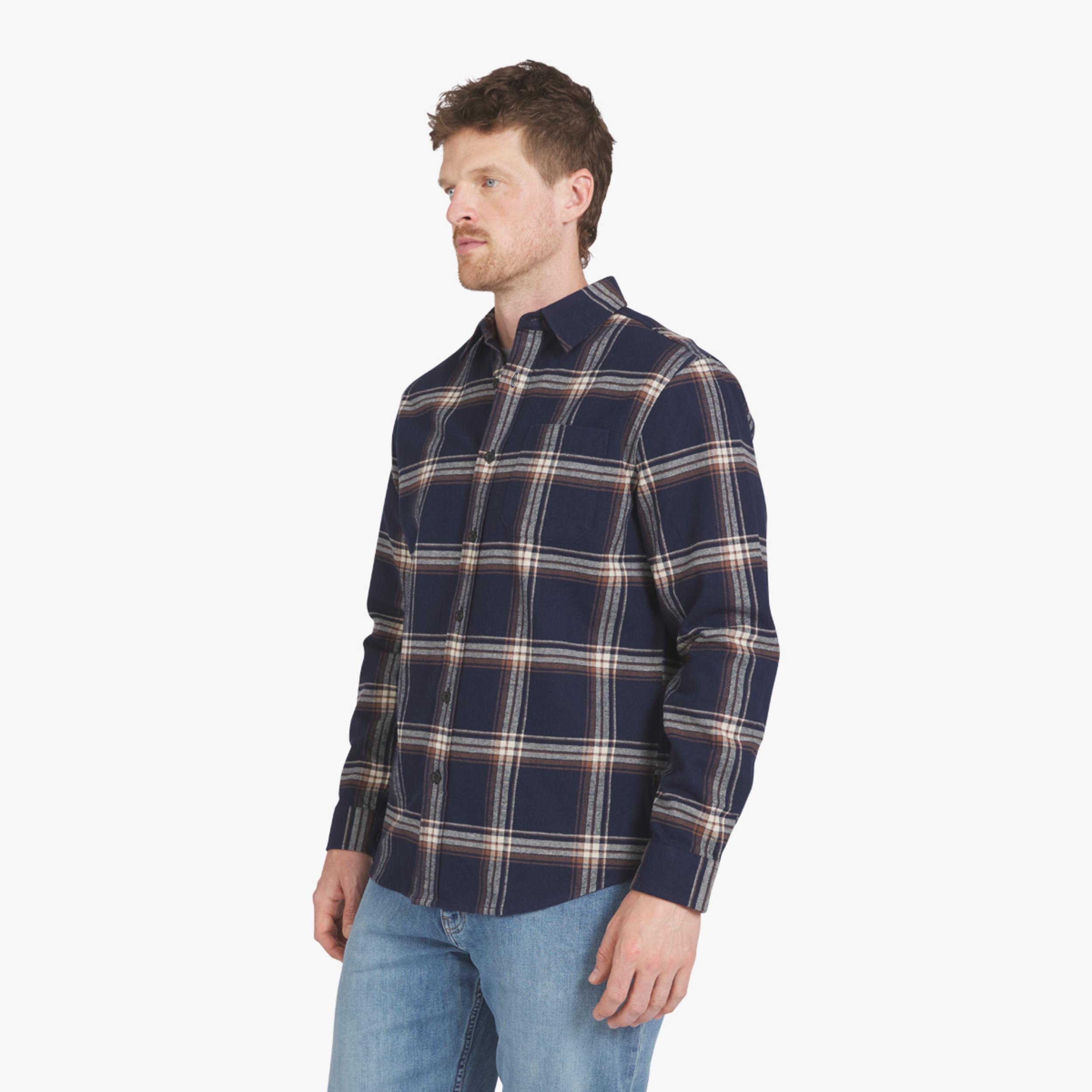 Mens Eddie Bauer Everyday Flex Flannel Shirt - Navy Blazer