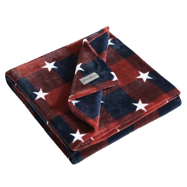 Eddie Bauer Americana Plaid Plush-Fleece Throw - image 