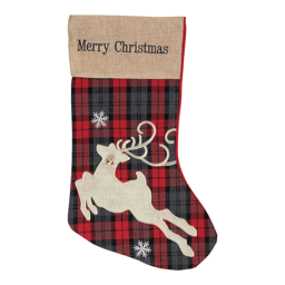 Northlight 19in. Plaid Merry Christmas Reindeer Stocking