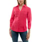 Womens Zac &amp; Rachel 3/4 Sleeve Rib Inserts Casual Button Down - image 3