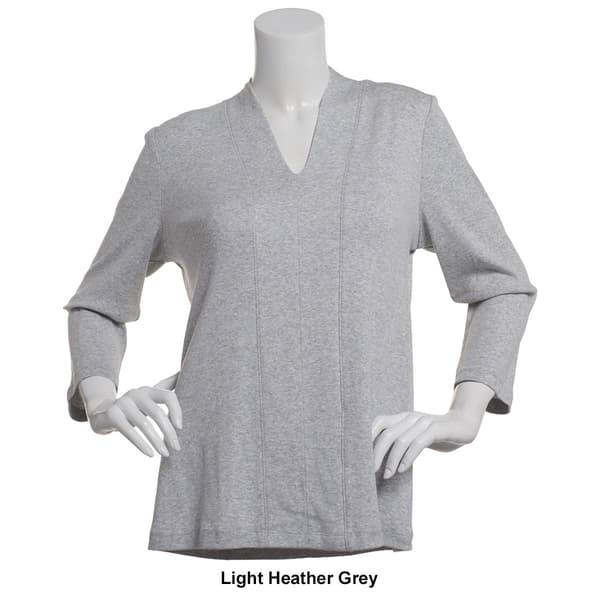 Plus Size Hasting & Smith 3/4 Sleeve Seamed Front V-Neck Tee