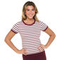 Juniors Pink Rose Stripe Ringer Tee - image 1