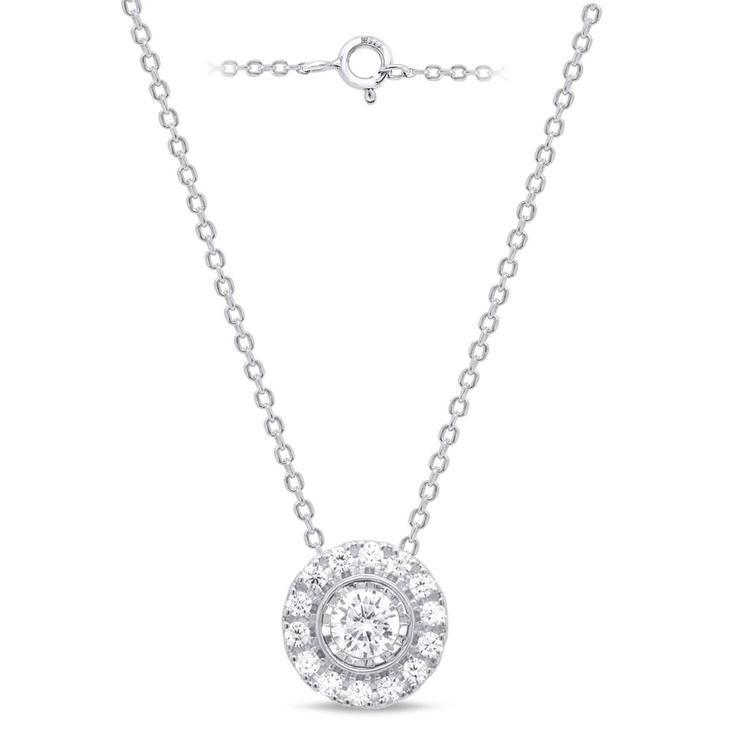 Nova Star(R) Sterling Silver 1/4ctw. Lab Grown Diamond Halo Pendant