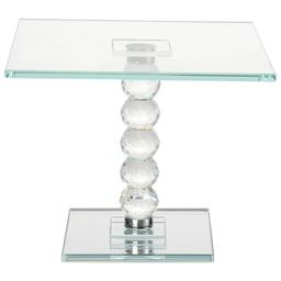 Circle Glass Square Crystal Dessert Stand with Mirror Base