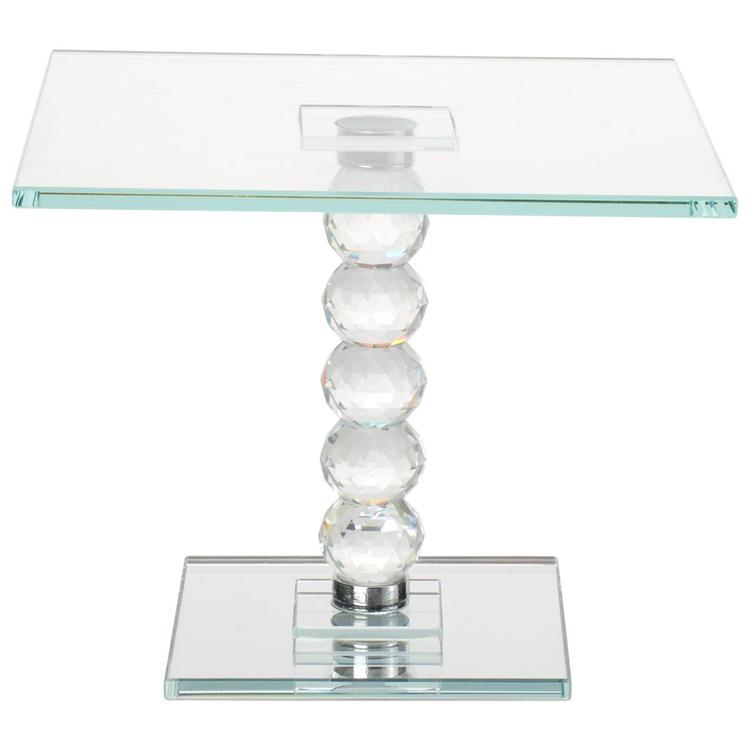Circle Glass Square Crystal Dessert Stand with Mirror Base