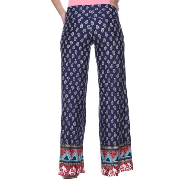 Womens White Mark Print Palazzo Pants - Navy