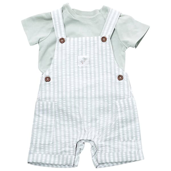 Baby Boy (12-24M) Little Lad(R) 2pc. Striped Overall Shorts Set - image 