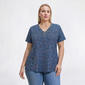 Plus Size Hasting & Smith Short Sleeve Floral V Neck Tee - image 1