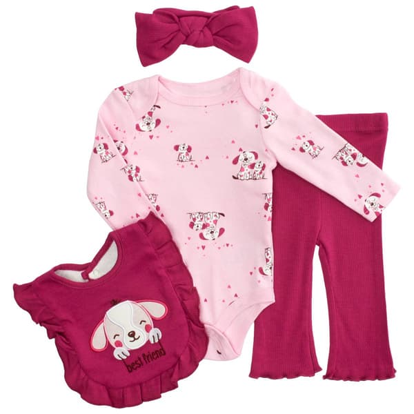 Baby Girl &#40;NB-9M&#41; Rene Rofe&#40;R&#41; 4pc. Puppy Bodysuit & Pants Set - image 