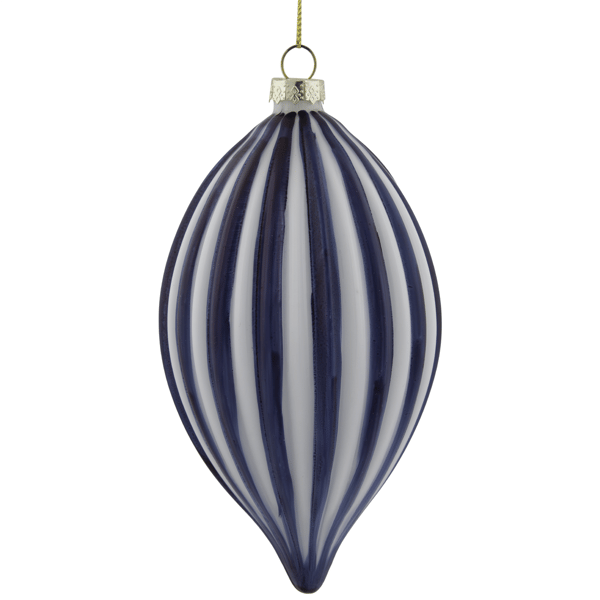 Northlight Blue & White Striped Finial Glass Christmas Ornament