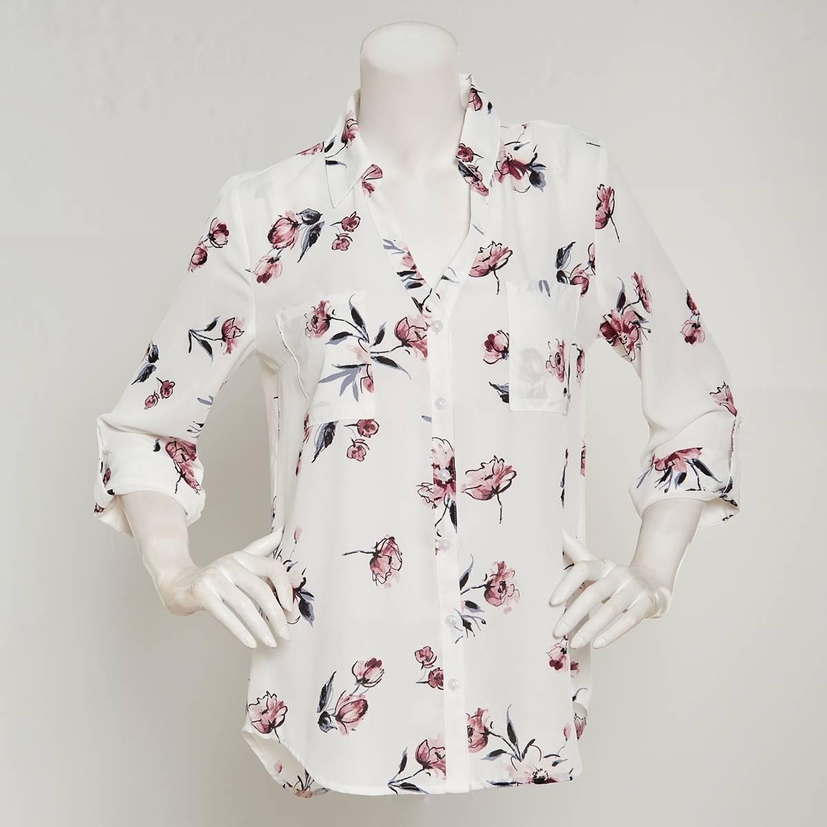 Juniors A. Byer Floral Boyfriend Portofino Blouse