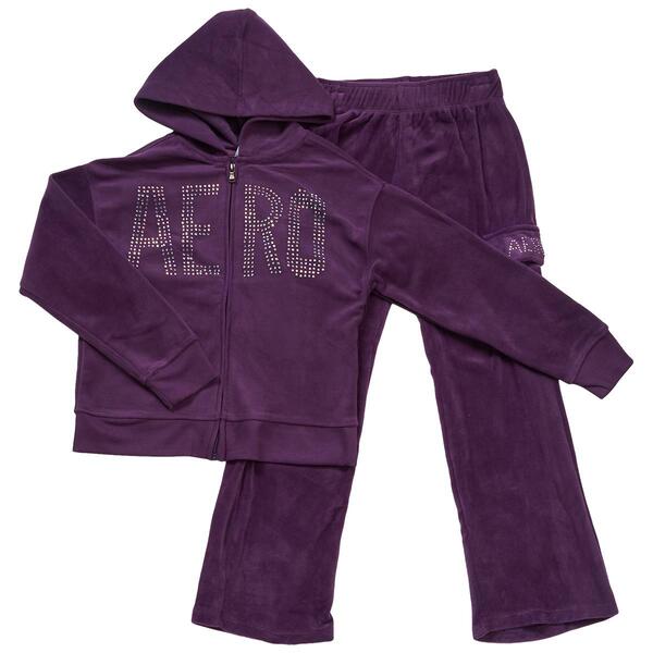 Girls &#40;7-12&#41; Aeropostale Velour Rhinestone Jacket & Cargo Pants - image 
