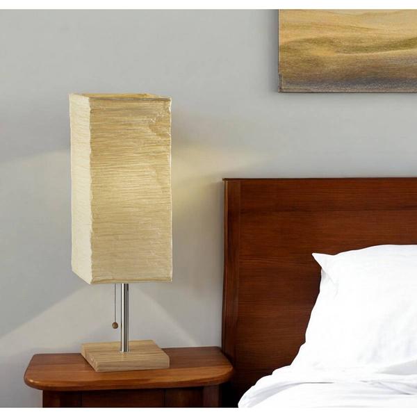 HomeRoots 25in. Solid Wood and Silver Metal Table Lamp